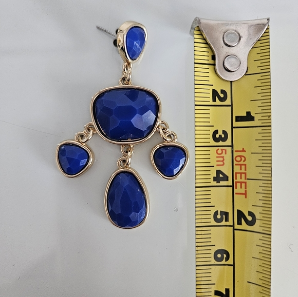 Cobalt Blue Dangly Earrings - Picture 5 of 5